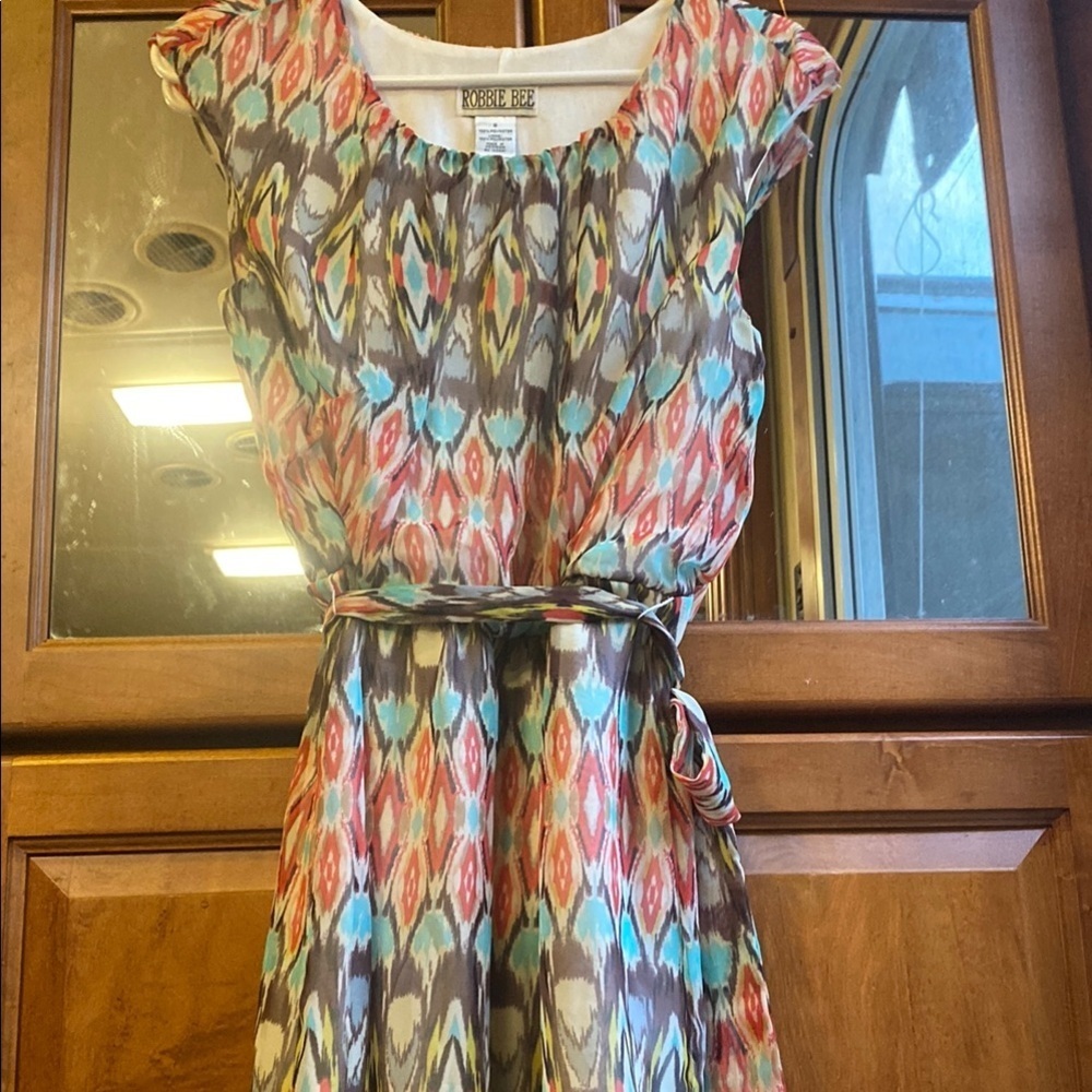 Robbie Bee Elegant Sleeveless Size 6 A-line Summer Dress Colorful Modest Cottage